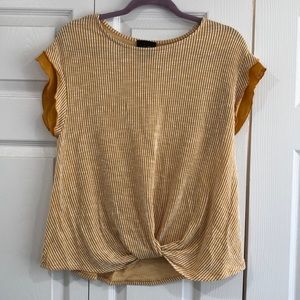 W5 Cap Sleeve Twist-Knot Top Mustard Stripe! Large